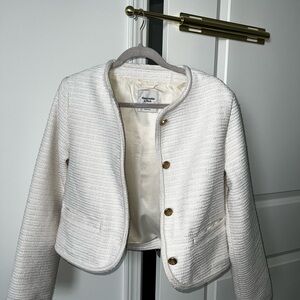Abercrombie & Fitch Cream Tweed Blazer with Gold Buttons